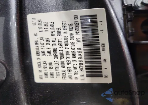 2011 Honda Accord Lx from USA, damaged, VIN 1HGCP2F30BA143549